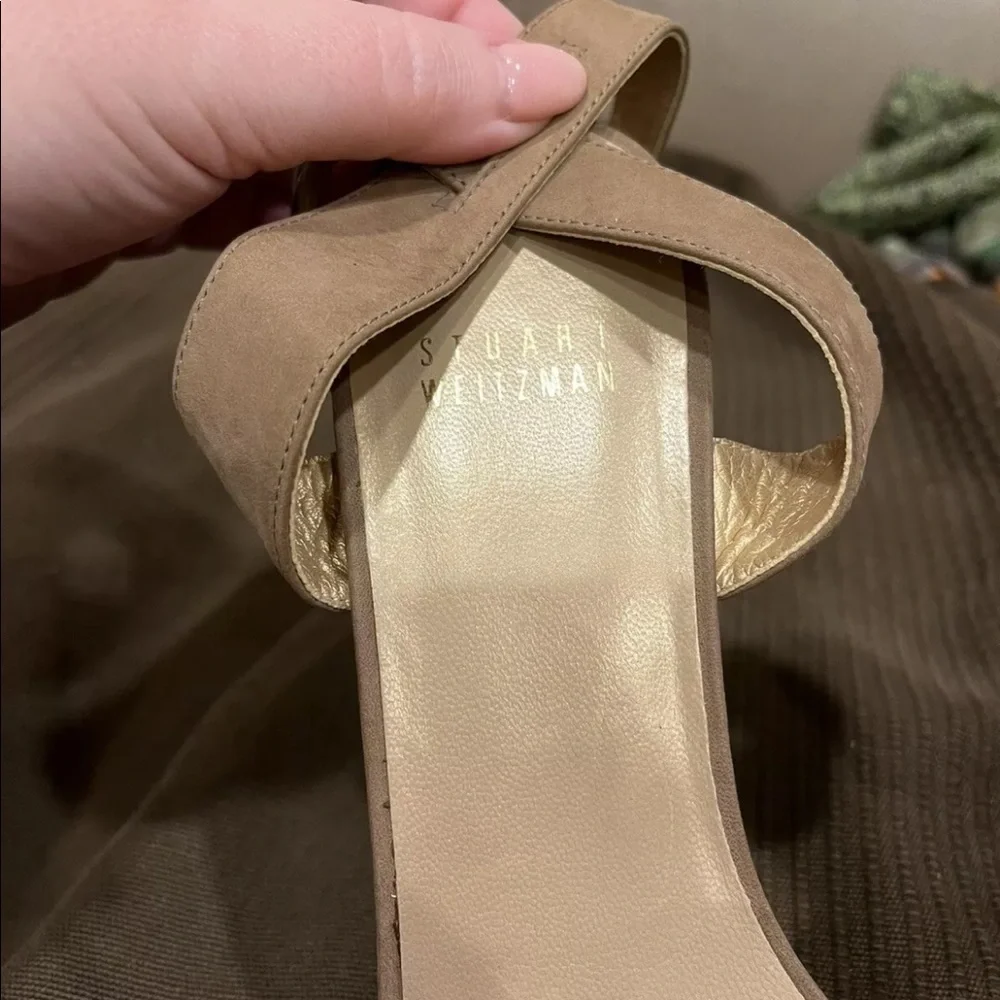 Stuart Weitzman Belflor Beige Wedges sz 8.5